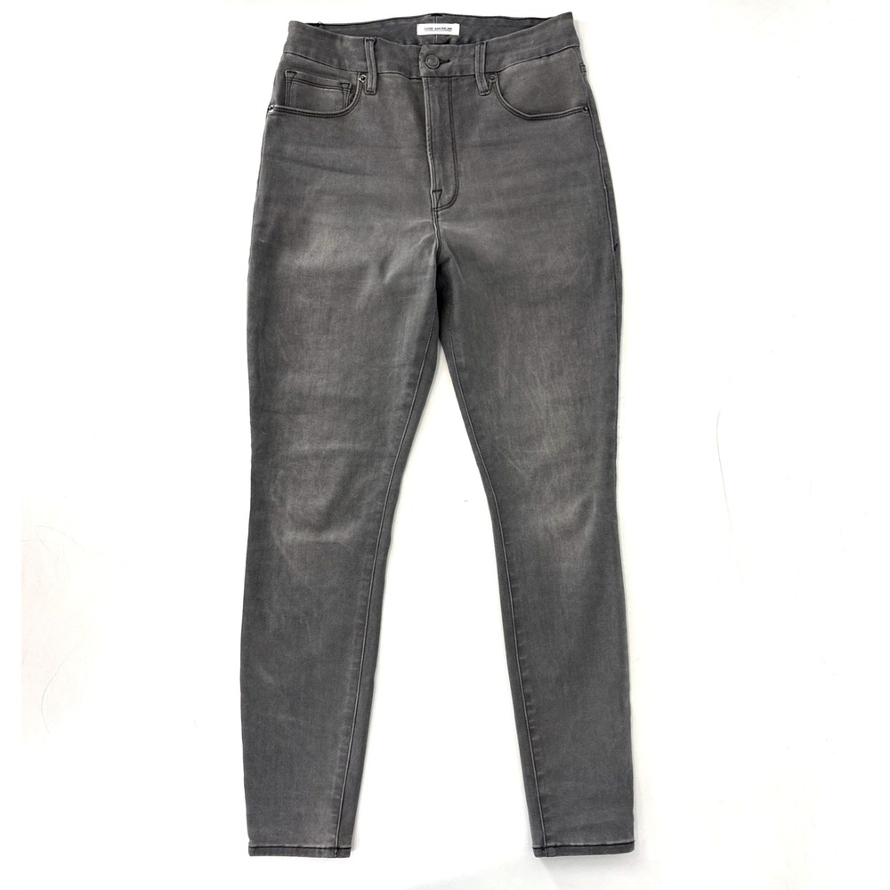 GOOD AMERICAN Jeans Womens Skinny High‎ Waist Good Legs Grey Coated Stretch Sz 6